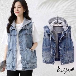 【buyer 白鵝】溫差穿搭 可拆帽 休閒牛仔背心 牛仔 背心(多款任選)