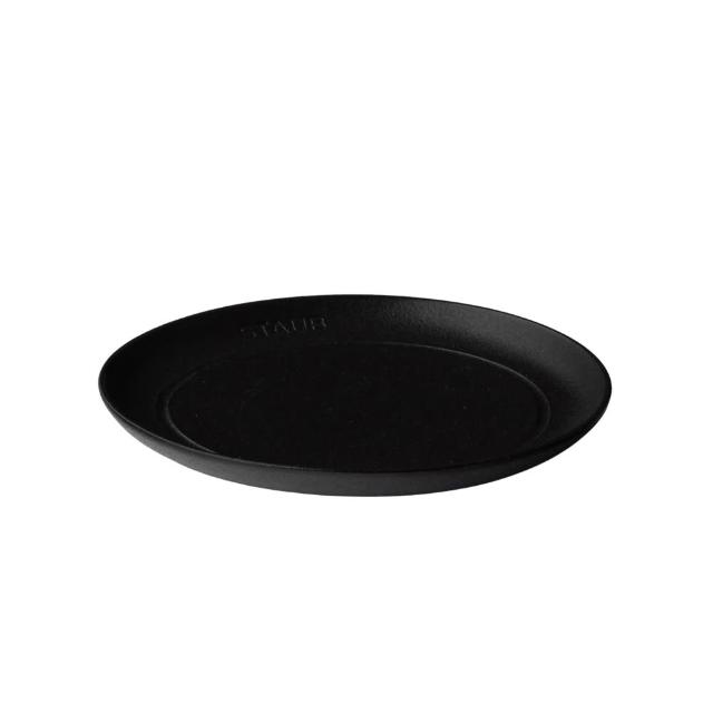 【STAUB】DINING LINE 靜謐黑圓形陶瓷餐盤22cm(德國雙人牌集團官方直營)