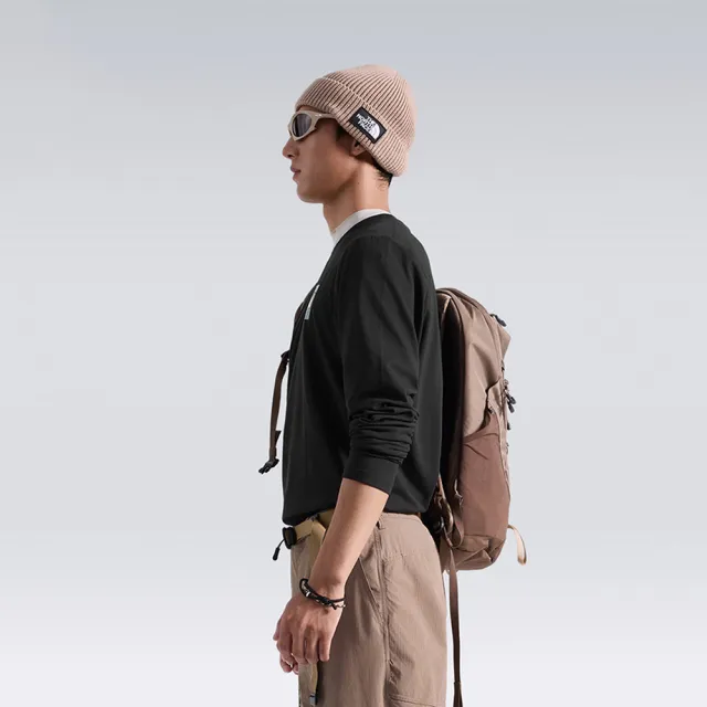 【The North Face】北面男款黑色UPF50防曬長袖上衣｜8J8YJK3