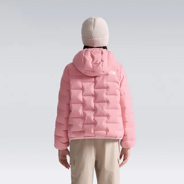 【The North Face】北面兒童粉色DWR防潑水連帽羽絨外套|8J7RNO9