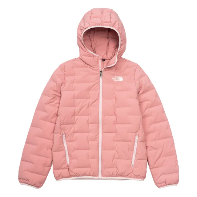 【The North Face】北面兒童粉色DWR防潑水連帽羽絨外套|8J7RNO9