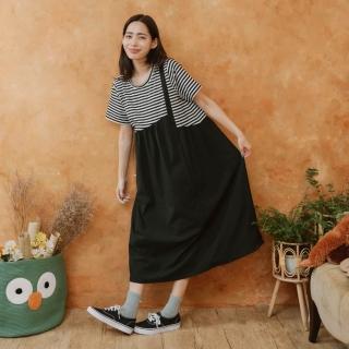 【Dailo】假兩件式拼接洋裝 黑 灰