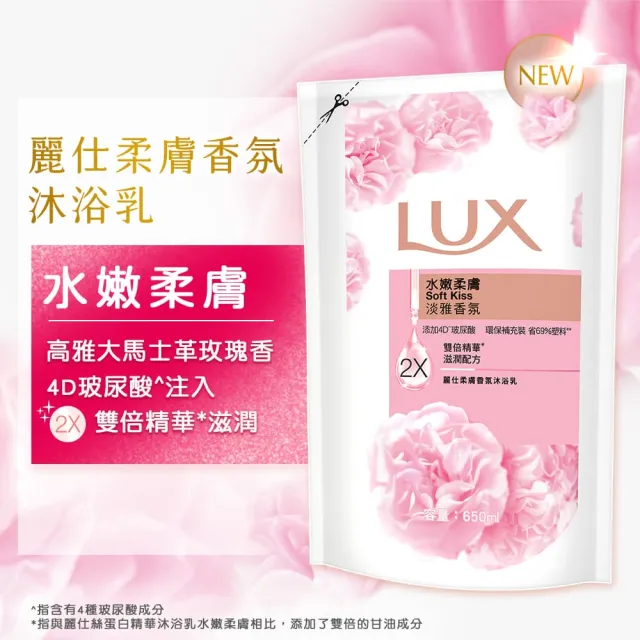 【LUX 麗仕】精油香氛沐浴乳補充包650mlx12入/箱(媚惑幽香/水嫩柔膚/嫵媚迷香)