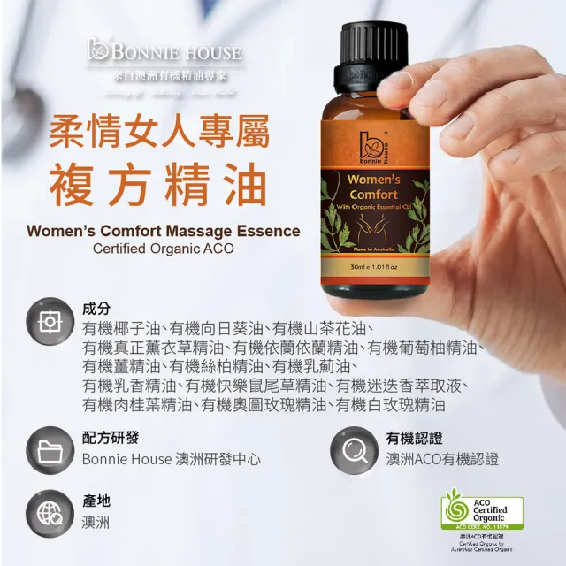 【Bonnie House 植享家】暖薑舒心SPA組(柔情女人專屬複方精油30ml+薑精油10ml)