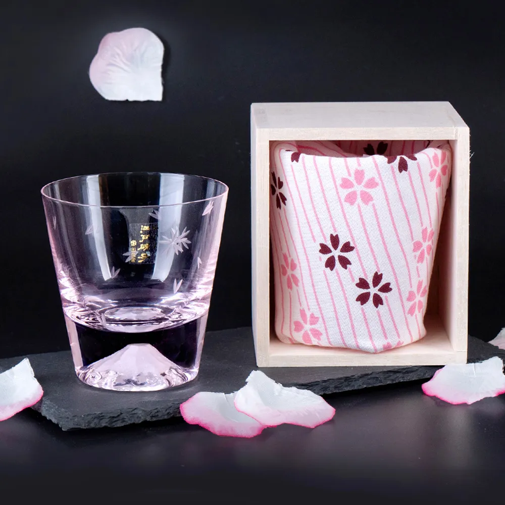 【田島硝子】富士山杯 日本手工吹製威士忌粉櫻杯 隨飲料變色 玻璃杯(TG21-015-RPS)