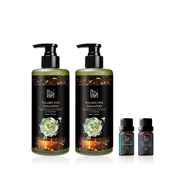 【Bonnie House 植享家】豐盈養護洗髮四件組(忍冬精油洗髮精400ml*2+迷迭香精油5ml+薰衣草5ml)