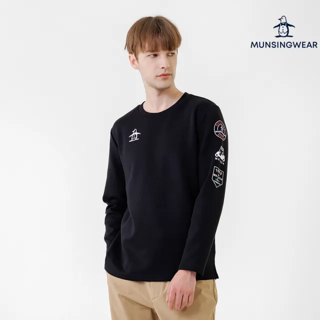 【Munsingwear】企鵝牌 男款黑色 網路獨家 高爾夫徽章長袖上衣 MGYL2805