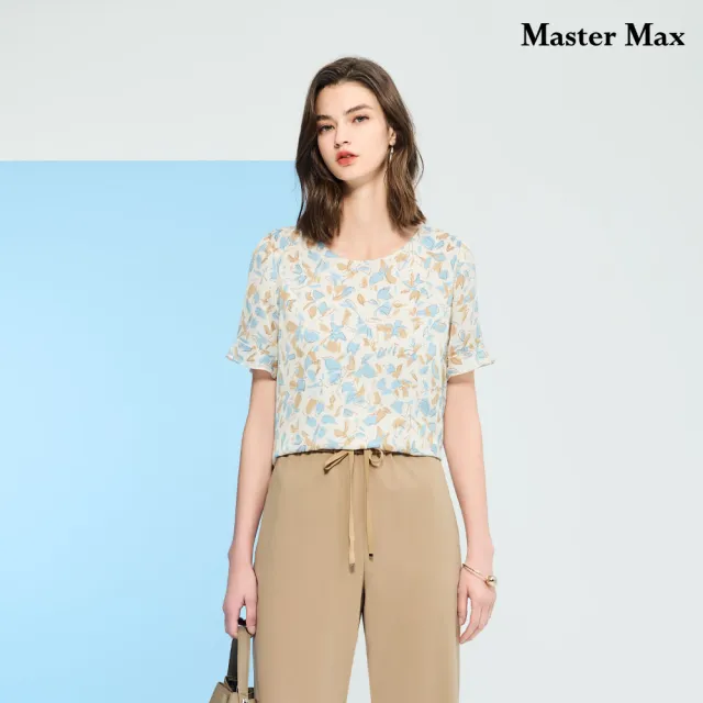 【Master Max】荷葉袖花布雪紡短袖上衣(8617088)