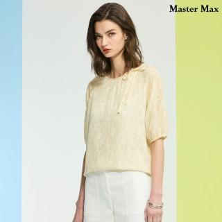 【Master Max】碎花小細折蝴蝶結裝飾五分袖雪紡上衣(8617069)
