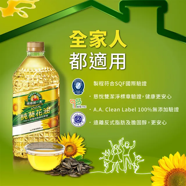 【得意的一天】100%葵花油2Lx6瓶(送極選酪梨油500mL)