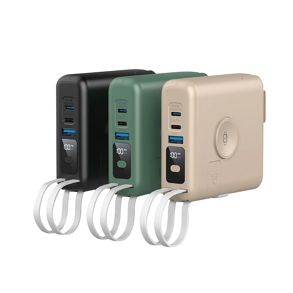【MINIQ】MD-BP082-Qi 充電器+行動電源二合一 30W快充 10000mAh(手機/蘋果三星手錶無線充/附萬國轉接頭)