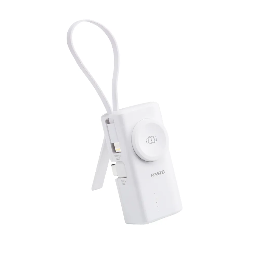 【RASTO】MD-BP078-Qi 20W快充四合一蘋果手錶雙介面口袋行動電源(18.5Wh/3000mAh/台灣製造)