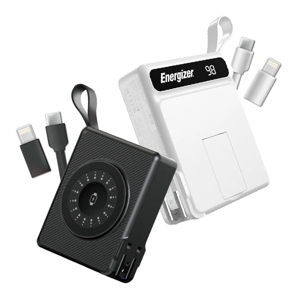 【Energizer 勁量】10in1 勁能充 易捷 無線行動電源 10000mAh QM10004AC 總代理公司貨(數顯 自帶線 無線充)