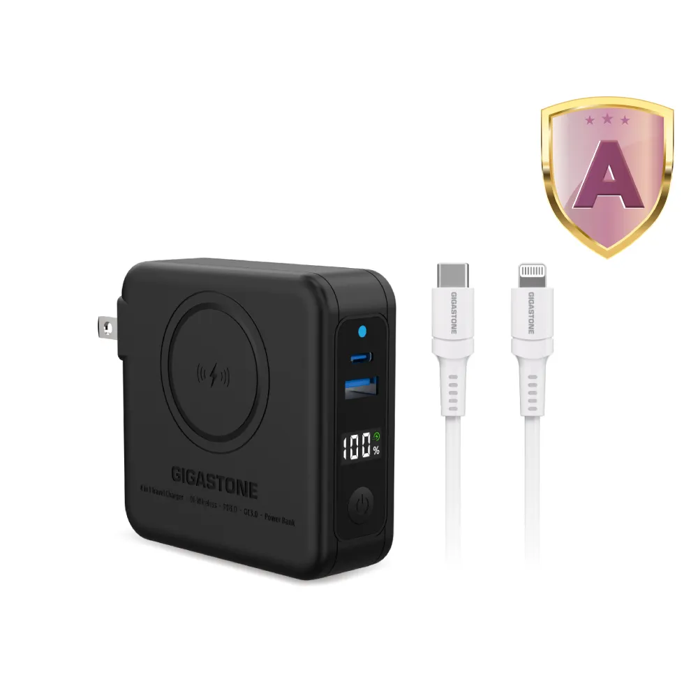 【Gigastone 立達國際】4合1 Qi磁吸旅充行動電源10000mAh QP-1020MB+蘋果快充線(36.5Wh標示/iPhone17)
