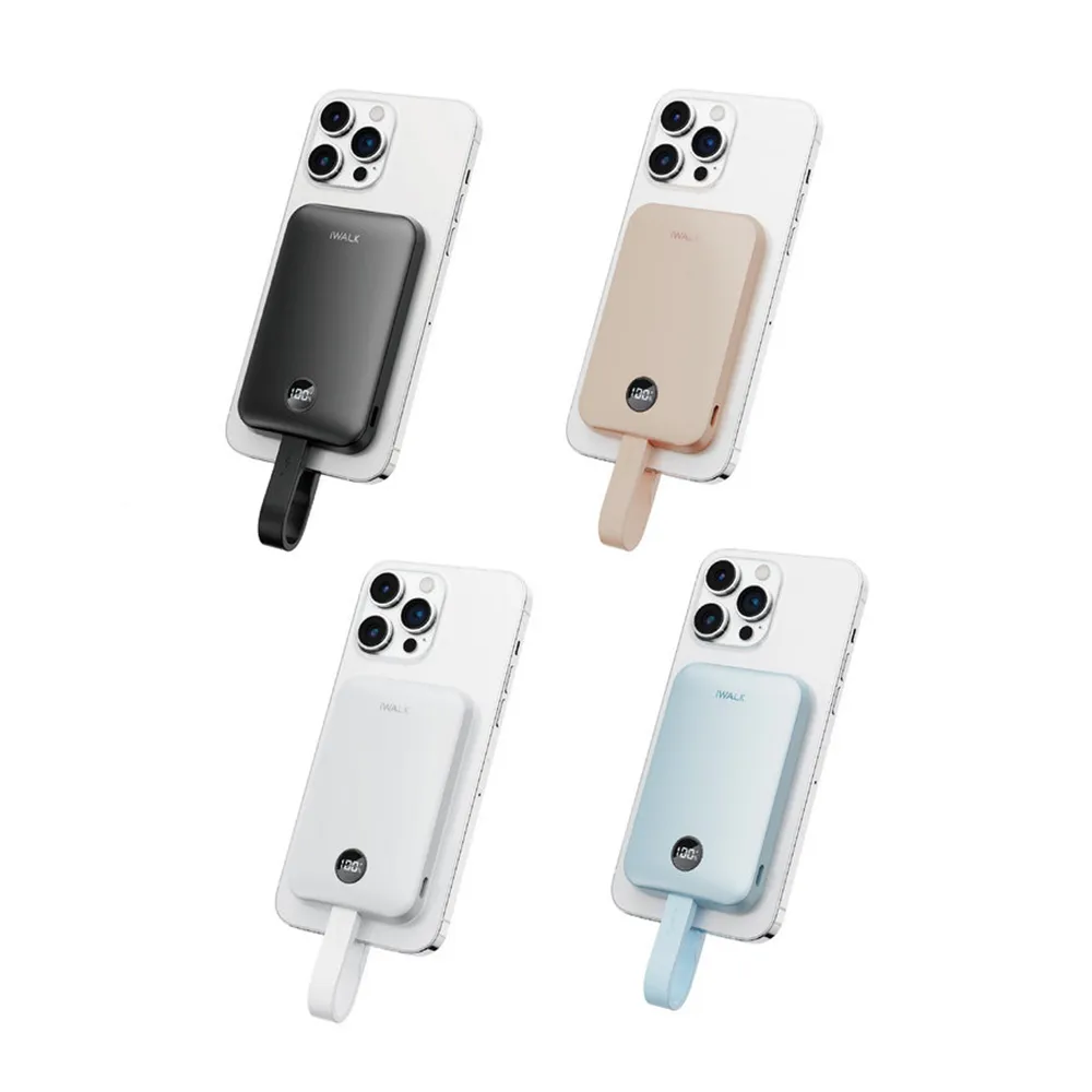 【iWALK】MAGO磁吸帶線行動電源 MXB010 10000mAh(中國3C認證 Qi2 支援Magesfe 蘋果 Type-C 無線充 15W快充)