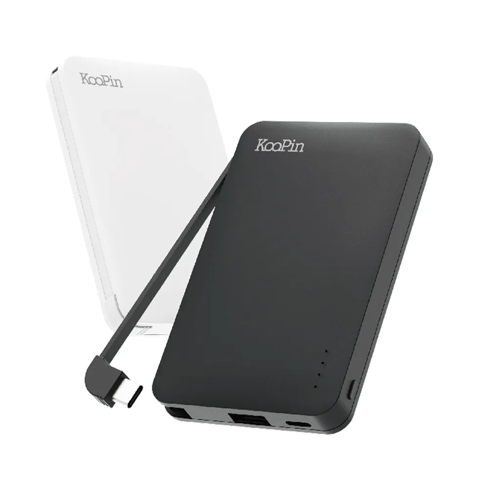 【KooPin】台灣製造 極簡風5000mAh 自帶線Type-C行動電源