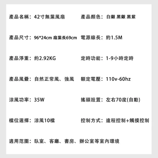 【巧可】42寸智能遙控冷風無葉風扇 110v工業落地扇 帶過濾網落地dc電扇 搖頭扇 已電檢
