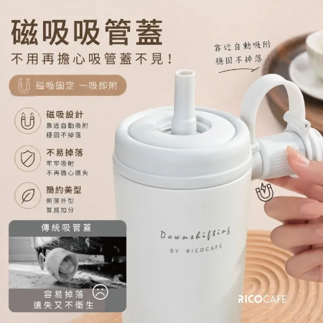 【RICO 瑞可】RICOCAFE 陶瓷塗層「惜福品」酷力杯 800ml (吸管杯/環保杯/隨行杯/保冰保溫瓶)
