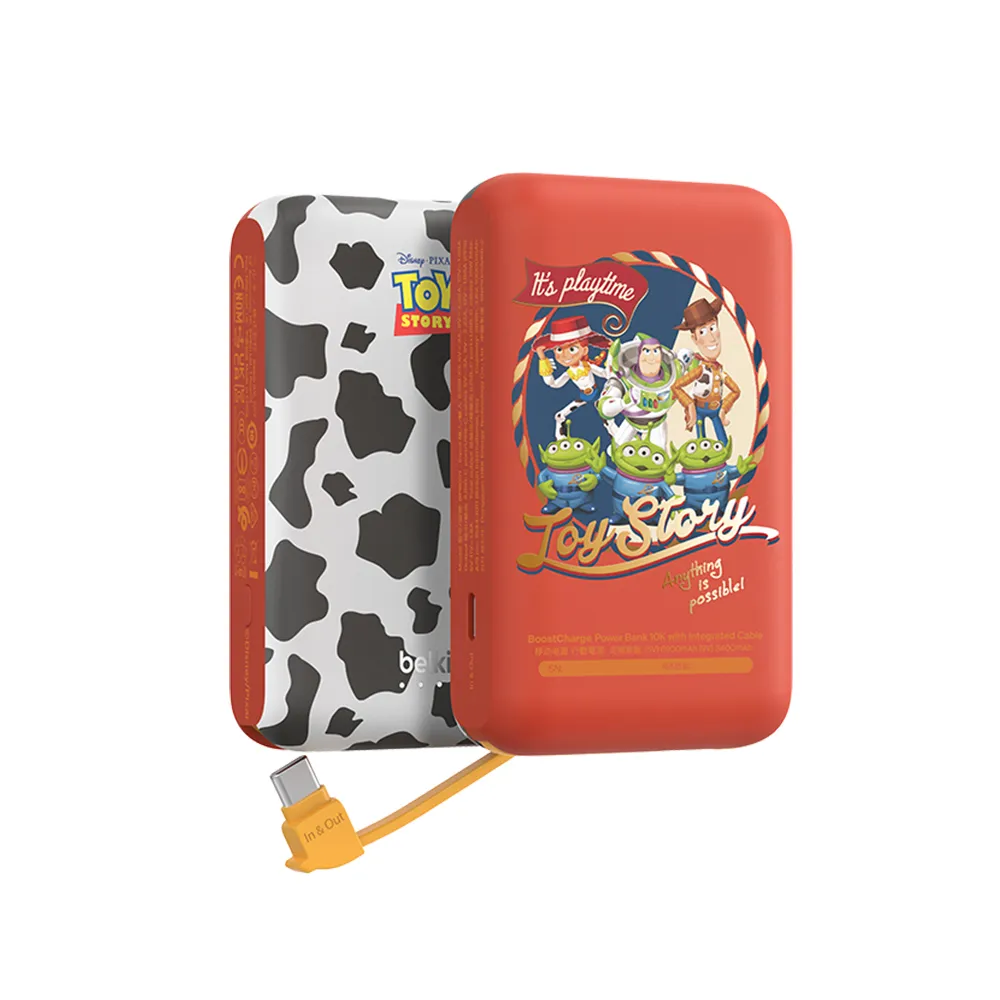 【BELKIN】BoostCharge 20W自帶USB-C線快充行動電源_10000mAh_迪士尼系列-玩具總動員(BPB021qcTS-DY)