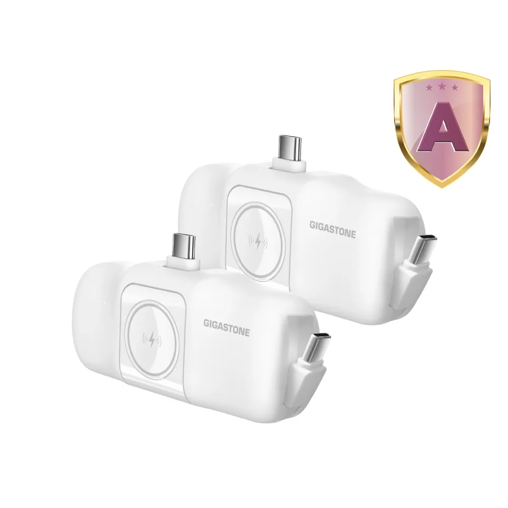 【Gigastone 立達國際】2入組 5000mAh Type-C 15W直插式行動電源 白 ｜可充Apple Watch、磁吸