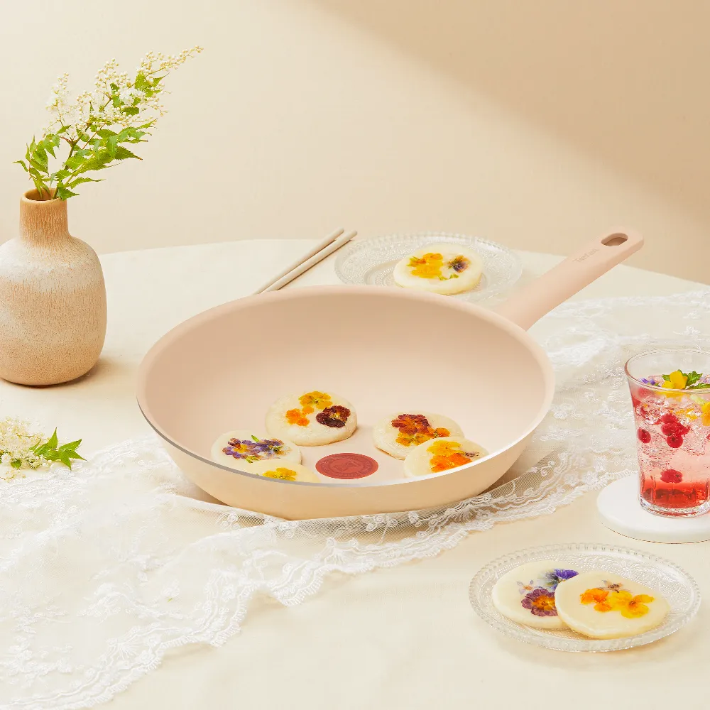 【Tefal 特福】法國製 香草牛奶系列28CM不沾鍋炒鍋