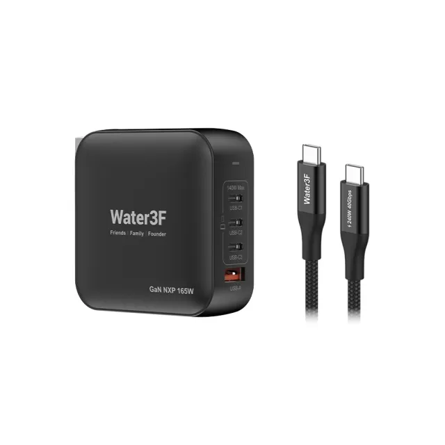 Water3F 165W 4孔GaN氮化鎵快速充電器 3C1A版(快充頭/附USB4快充線/荷蘭NXP晶片/筆電手機平板通用)