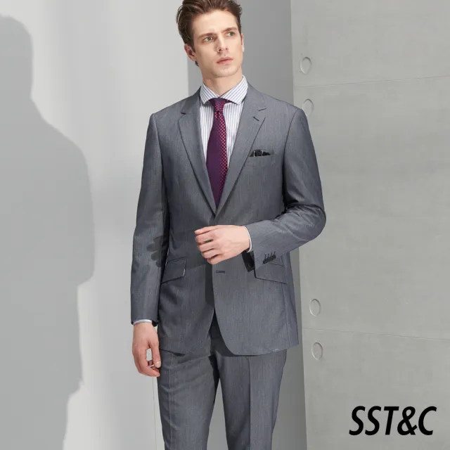 【SST&C】男裝 淺灰千鳥格標準西裝褲0212205003(雙11精選)