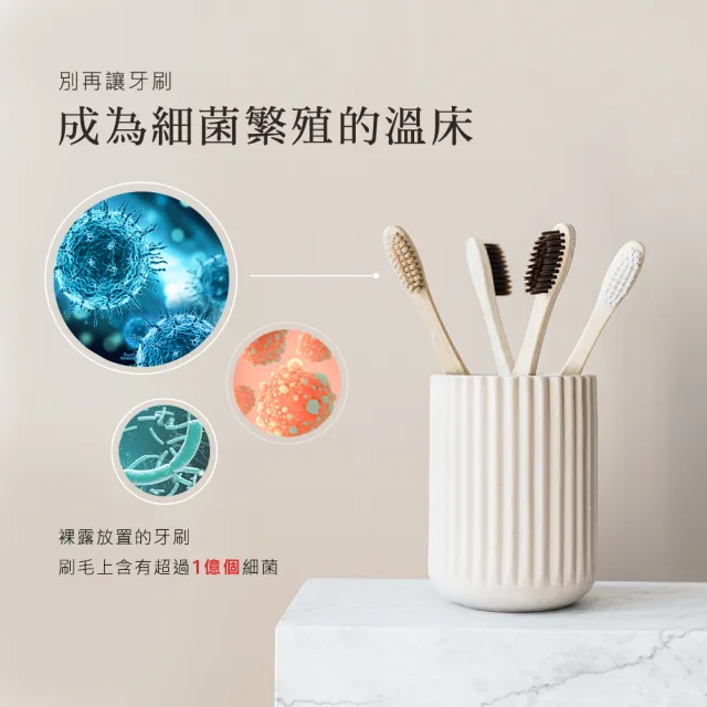 【Arlink】2入組 TS65 智慧紫外線消毒烘乾牙刷架(牙刷消毒器/電動牙刷架/壁掛牙刷架/牙刷收納盒 )