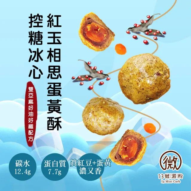 【i3微澱粉】控糖冰心紅玉相思蛋黃酥禮盒6入x1盒(70g 蛋奶素 月餅 手作)_年菜 年節禮盒
