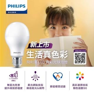 【Philips 飛利浦】13W LED真彩光燈泡 E27燈泡 3000K/4000K/6500K 單入(省電燈泡 LED燈泡 燈飾照明)