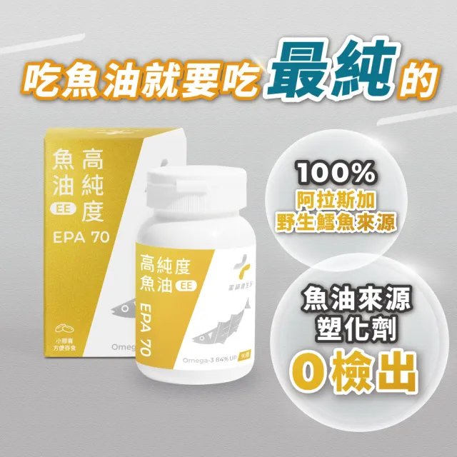 【藥師健生活】EPA70高純度魚油 1盒(90粒/盒 100% 阿拉斯加鱈魚  Omega-3 濃度84% 高純度萃取)