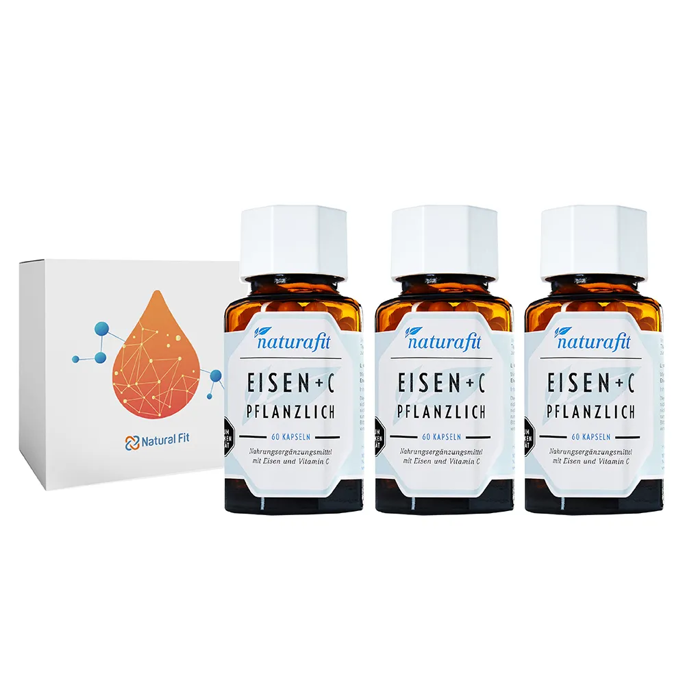 【Natural Fit 活粒適】植物萃取含鐵&維生素C膠囊 三入組 60粒/入(素食 咖哩葉萃取植物鐵 補鐵)