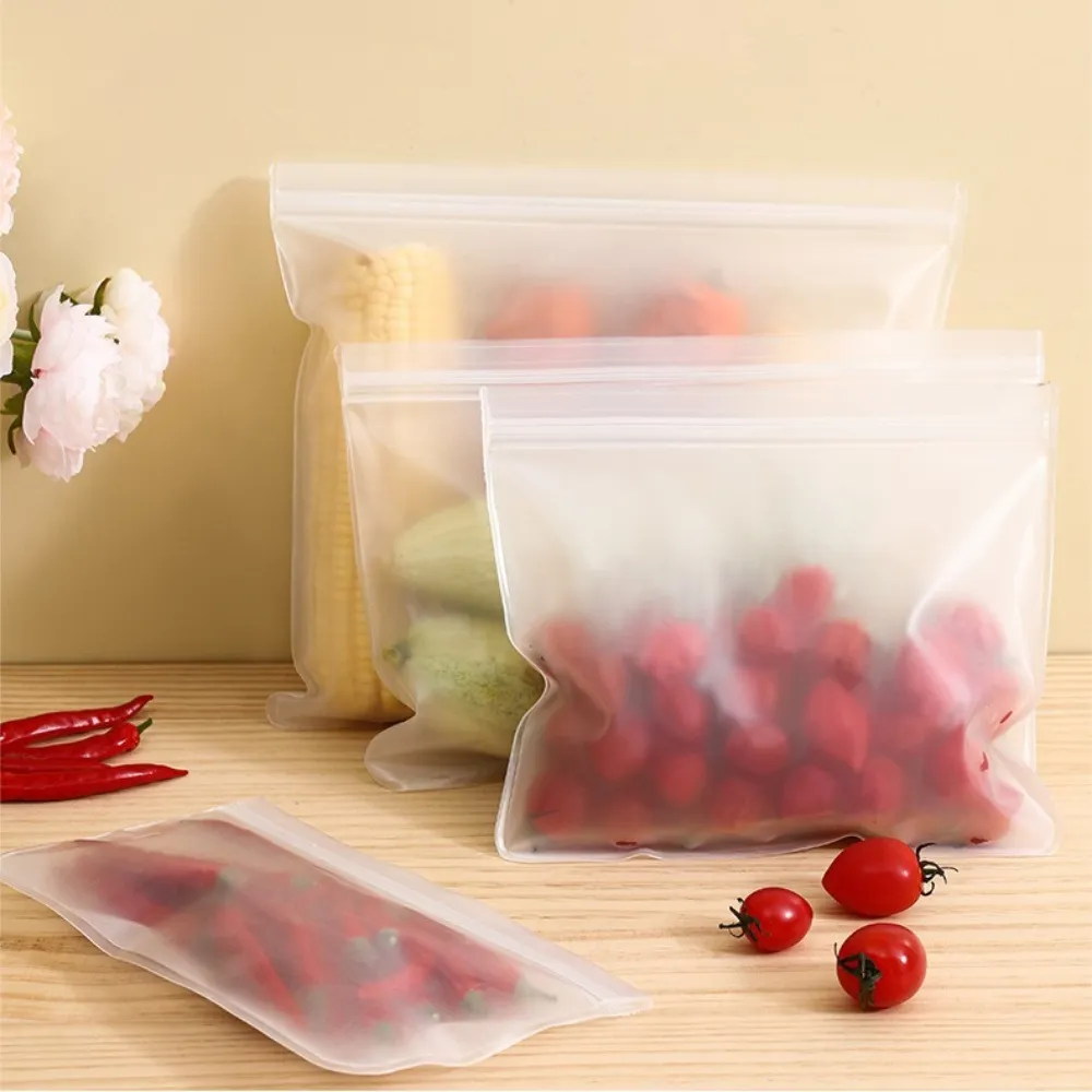 【Dagebeno荷生活】加厚EVA材質冰箱食物保鮮袋 防串味密封食材分裝夾鏈袋(中號2入)