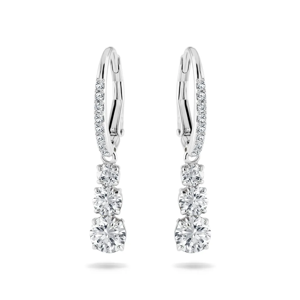 【SWAROVSKI 施華洛世奇】官方直營 Stilla Attract 大圈耳環 鍍白金色 | 5416155