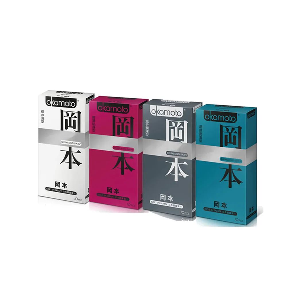 【okamoto 岡本】SK蝶薄系列保險套10入x4盒(共40入-加有潤滑劑/蝶薄/輕薄/潮感/混合)