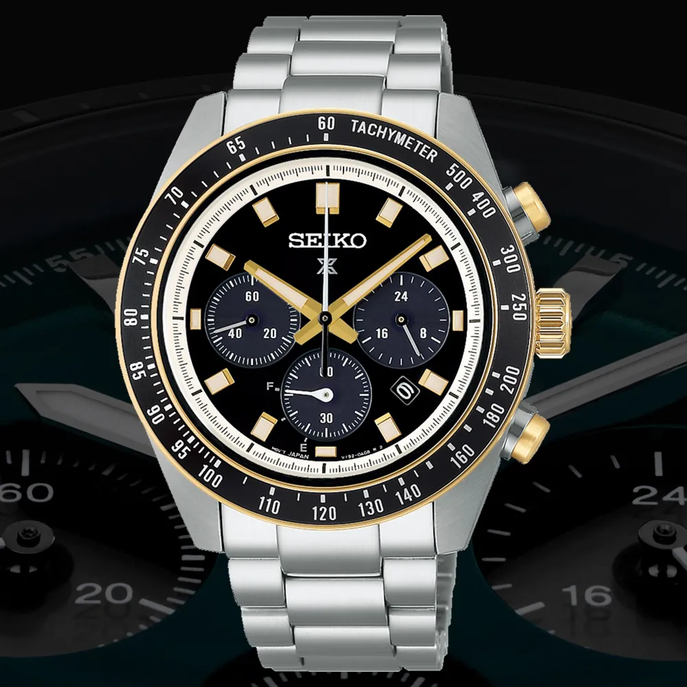 【SEIKO 精工】PROSPEX SPEEDTIMER 極速熊貓太陽能三眼計時男錶-黑x銀/41.4mm 送禮(SSC941P1/V192-0AH0G)