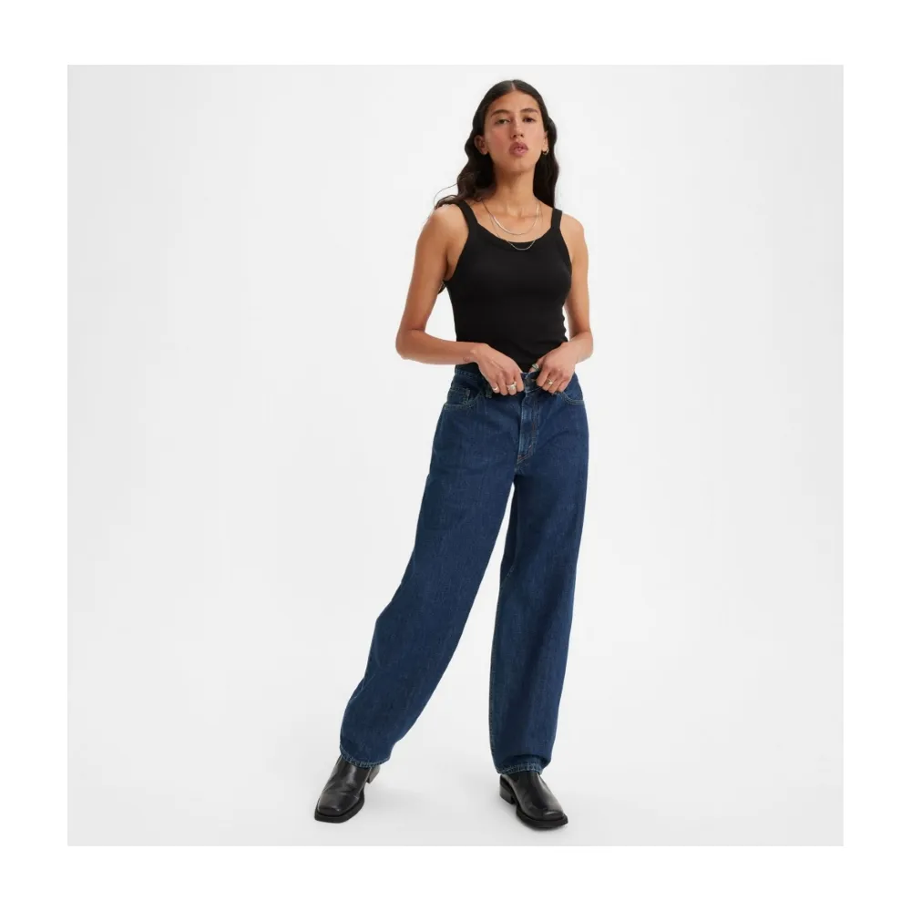 【LEVIS】Wellthread環境友善系列 女 街頭休閒中腰寬直筒牛仔/深藍染工藝 熱賣單品 A3028-0005