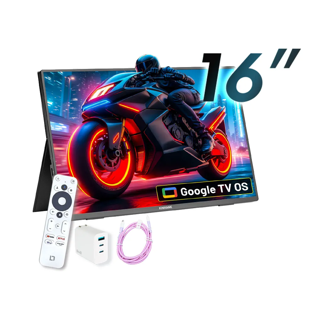 【REAICE】美國Kinhank16型IPS可攜式Google TV/外接螢幕-K16Pro(Switch/移動式顯示器/遙控器/智慧聯網)