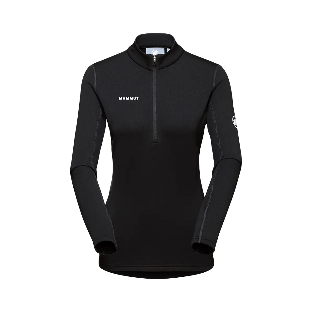 【Mammut 長毛象官方直營】Aenergy ML Half Zip Pull AF 保暖立領半拉鍊長袖排汗衣 黑色 女款 #1016-01130