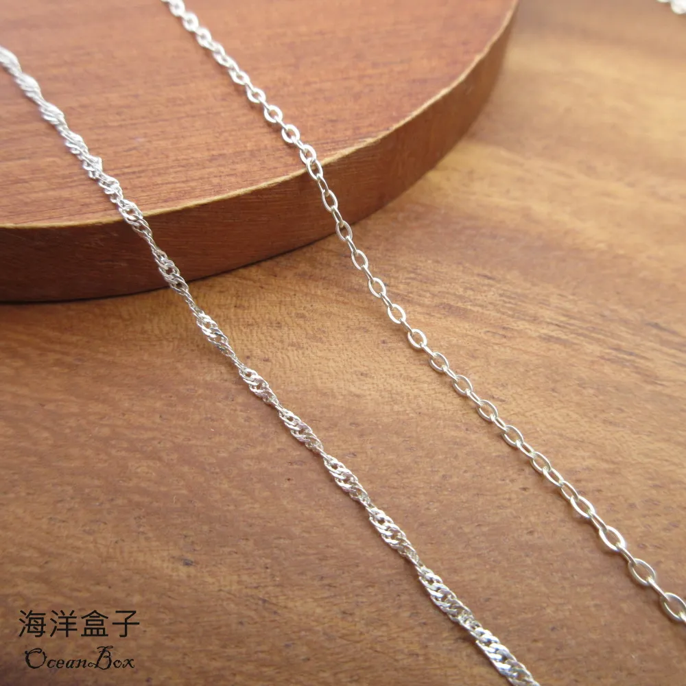 【海洋盒子】素銀原色S925純銀圈圈鍊水波鍊.女用項鍊.女用短鍊子