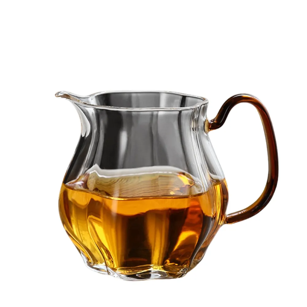 傳真雅器】花瓣型彩把玻璃公道杯230ml(茶具茶道具公道杯茶海分茶器
