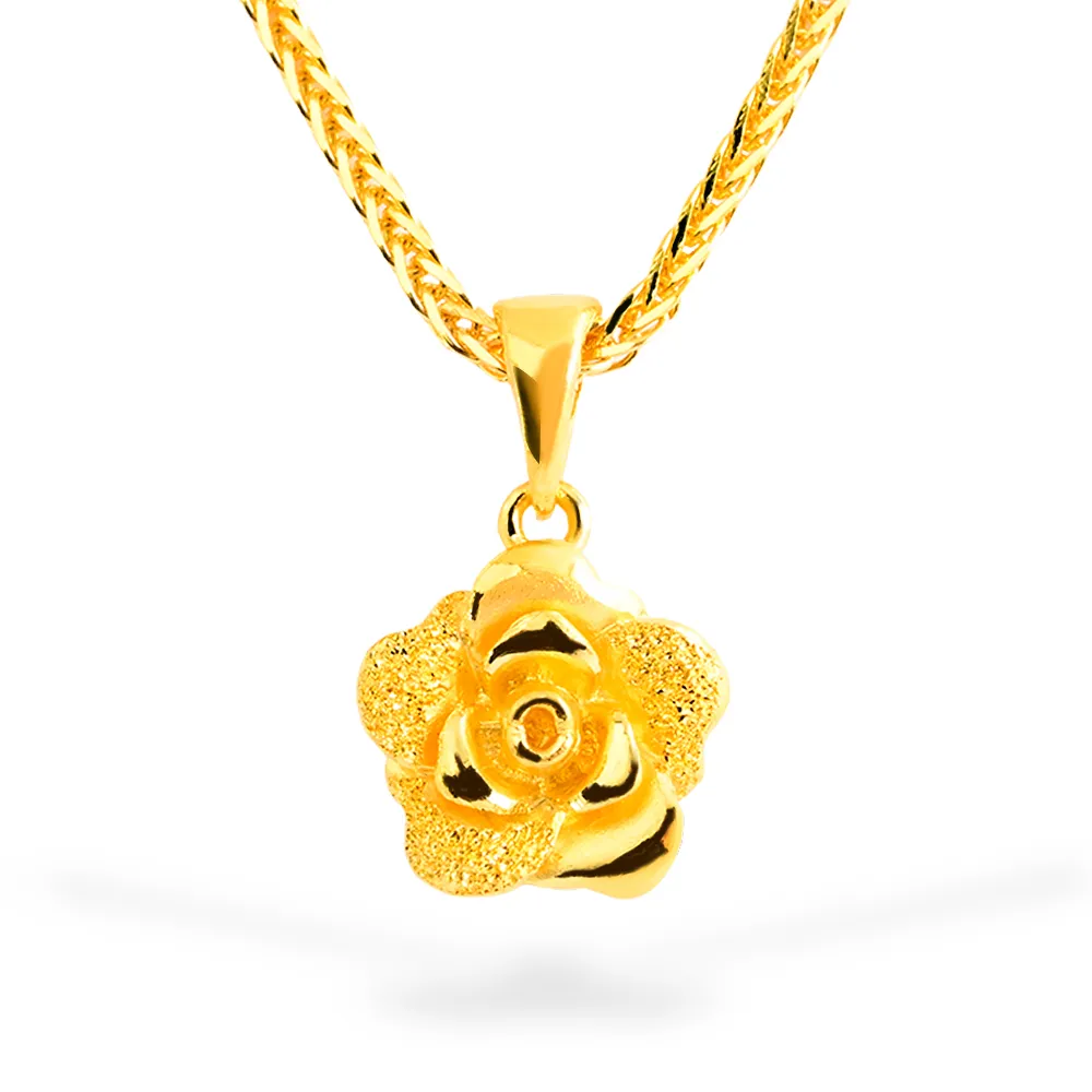 【福西珠寶】黃金墜 月下玫瑰 實心玫瑰花吊墜(金重0.41錢正負0.03錢)