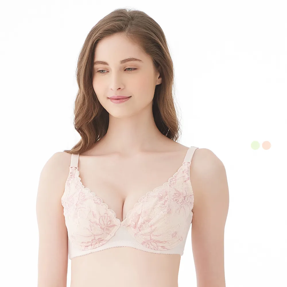 【Gennies 奇妮】4件組*哺乳內衣 沁涼蕾絲美型軟鋼圈內衣(共2色)
