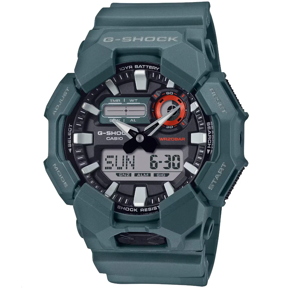 【CASIO 卡西歐】卡西歐G-SHOCK 潛水雙顯運動錶-藍綠色(GA-010-2A 台灣公司貨)