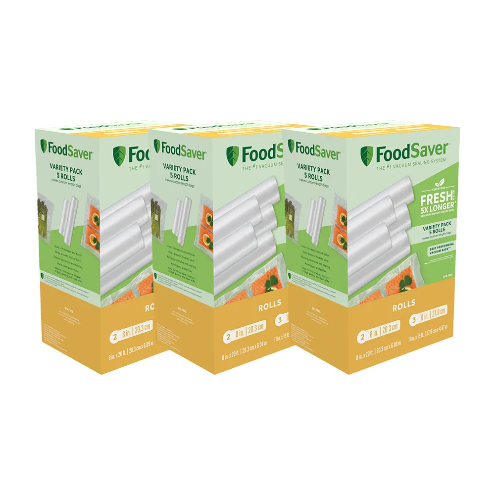 【FoodSaver】美國FoodSaver-真空卷5入裝(8吋6卷 11吋9卷/共15卷)
