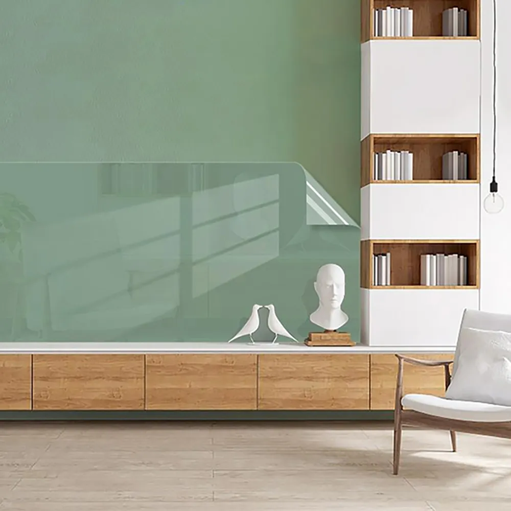 【FioJa 費歐家】90x300cm 牆面透明保護膜 靜電 自黏款 廚房壁貼(防油污貼 防水 防髒透明貼 保護家具)