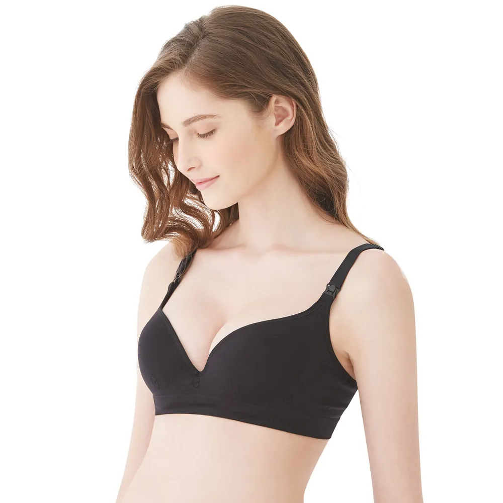 【Gennies 奇妮】哺乳內衣 一體成型舒適軟鋼圈內衣(黑 特惠)