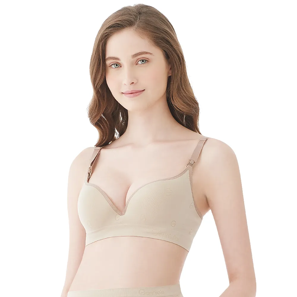 【Gennies 奇妮】哺乳內衣 一體成型舒適軟鋼圈內衣(膚)
