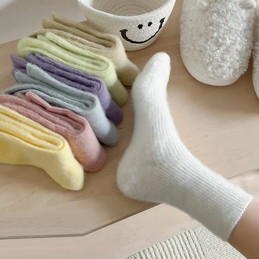 【Porabella】襪子 襪 素色襪 羊毛襪 毛毛襪 保暖襪 女中筒襪 女襪子 SOCKS