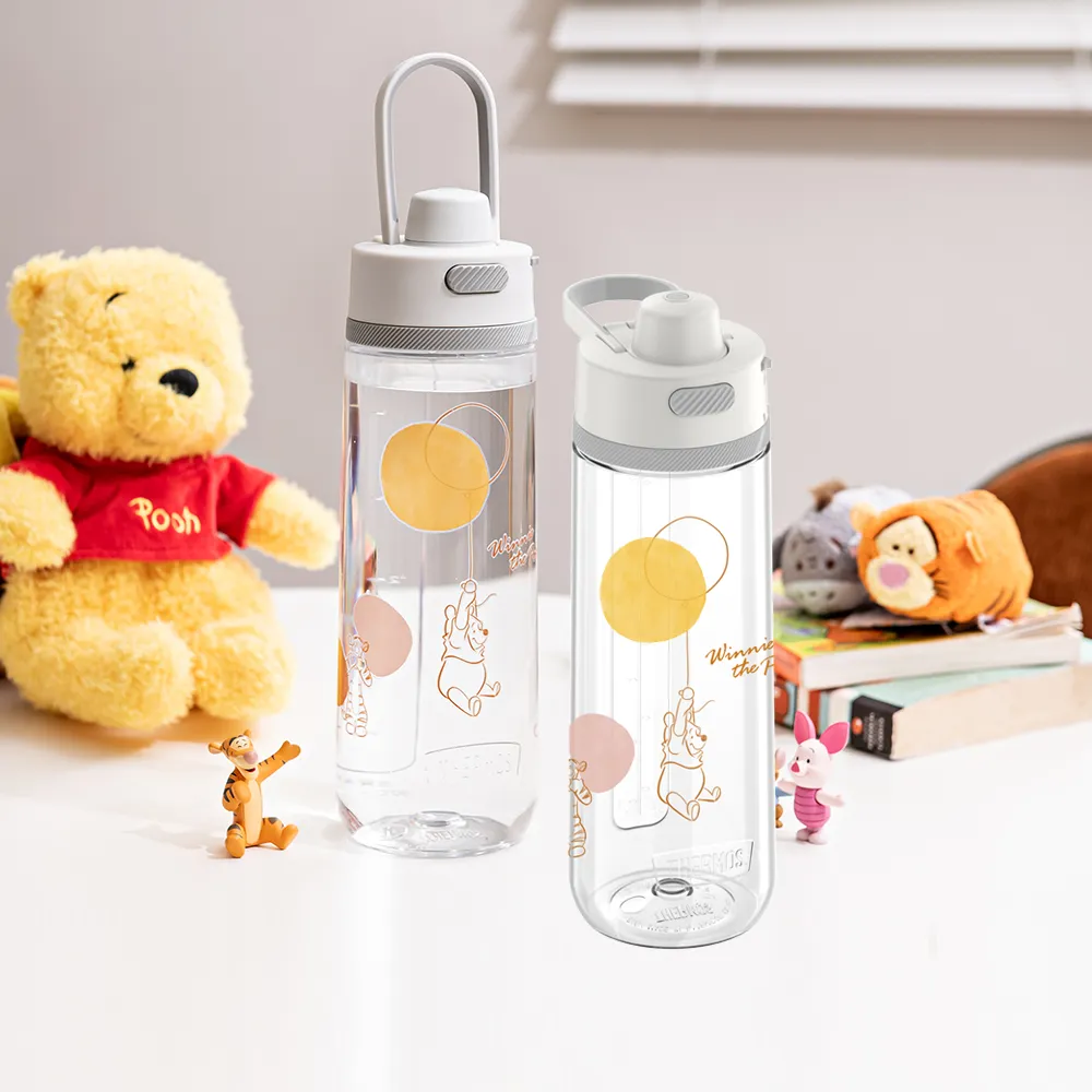 【THERMOS 膳魔師】獨家專售_小熊維尼甜甜圈篇彈蓋輕水瓶710ml+710ml(TP4329WP-CL)